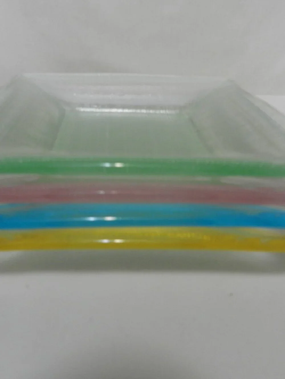 Crate & Barrel Pastel Square Side Appetizer Dessert Starter Glass Plates Set 4
